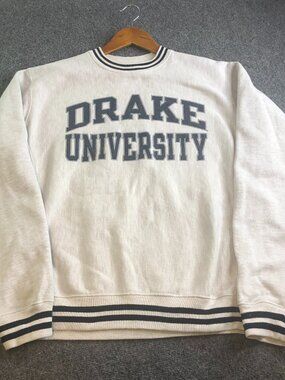 Champion Reverse Weave Drake University Sweatshirt Medium Gray Blue Y2K Vintage